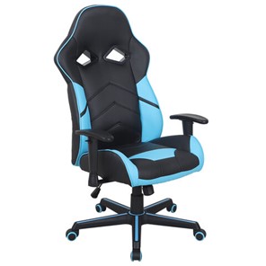 Офисное кресло BRABIX "Storm GM-006", регулируемые подлокотники, экокожа, черное/голубое, 532501 в Уфе