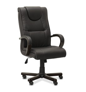 Офисное кресло для руководителя Империя, натуральная кожа с компаньоном / черная/дерево - венге в Стерлитамаке
