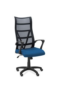 Кресло в офис Топ, сетка/ткань TW / черная/синяя в Стерлитамаке