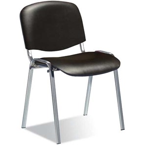 Офисный стул ДамОфис ISO ноги хром +черный кожзам в Стерлитамаке