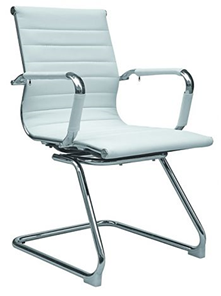 Офисное кресло ДамОфис B110 на полозьях, экокожа / хром, белый в Стерлитамаке