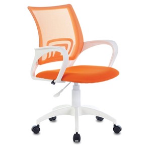 Кресло офисное Brabix Fly MG-396W (с подлокотниками, пластик белый, сетка, оранжевое) 532401 в Салавате