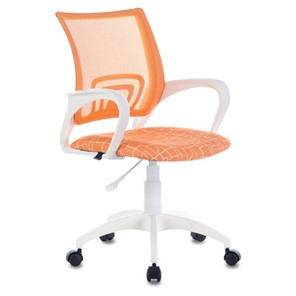 Компьютерное кресло Brabix Fly MG-396W (с подлокотниками, пластик белый, сетка, оранжевое с рисунком "Giraffe") 532402 в Стерлитамаке