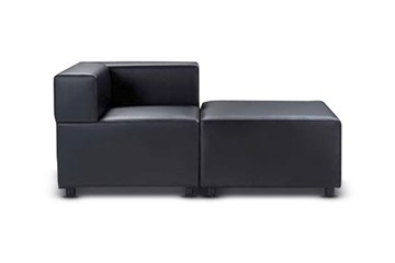 Мягкий офисный диван Октава, 2-х местный, экокожа премиум / черная CN1114 в Стерлитамаке