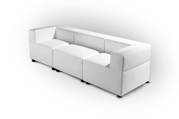 Мягкий офисный диван Октава, 3-х местный, экокожа премиум / светло-бежевая CN1112 в Стерлитамаке