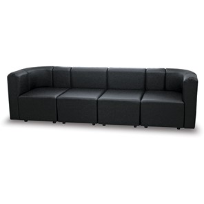 Офисный диван мягкий Юнона, 4 модуля, экокожа премиум / черная CN1114 в Стерлитамаке