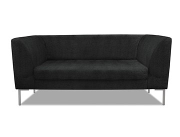 Офисный диван мягкий Сиеста 2-местный, ткань Сахара / черная С49 в Стерлитамаке