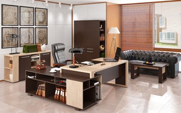 Кабинет руководителя ALTO с высоким шкафом для одежды, низким для документов и журнальным столиком в Салавате
