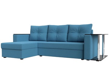 Угловой диван с оттоманкой Атланта Лайт, Амур голубой (микровельвет) в Уфе