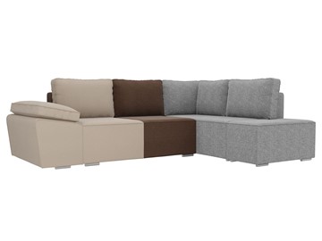 Угловой диван для гостиной Хавьер, Бежевый/Коричневый/Серый (рогожка) в Салавате