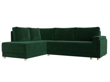 Угловой раскладной диван Лига-024, Зеленый (Велюр) в Уфе