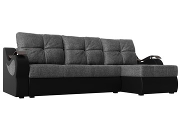 Угловой диван Меркурий, Серый/черный (рогожка/экокожа) в Стерлитамаке