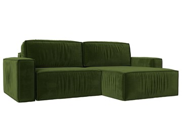 Угловой раскладной диван Прага Классик, Зеленый (микровельвет) в Уфе