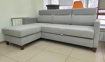 Угловой диван с оттоманкой Марсель Luma 13 серый велюр в Салавате