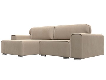 Угловой диван с оттоманкой Лига-029, Бежевый (Велюр) в Стерлитамаке