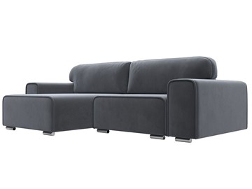 Угловой диван с оттоманкой Лига-029, Серый (Велюр) в Стерлитамаке