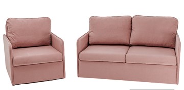 Мебельный комплект Brendoss Амира розовый диван + кресло в Уфе