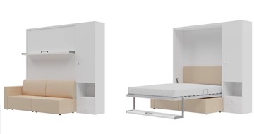 Шкаф-кровать трансформер Кровать-трансформер Smart (КД 1400+ШП), шкаф правый, левый подлокотник в Нефтекамске