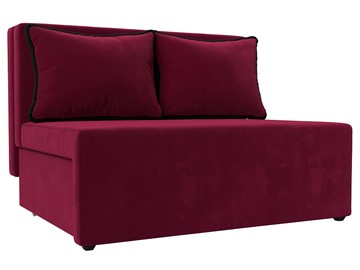 Прямой диван Лагуна, Бордовый/Черный (Микровельвет) в Уфе
