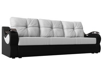 Прямой диван Меркурий еврокнижка, Белый/черный (экокожа) в Стерлитамаке