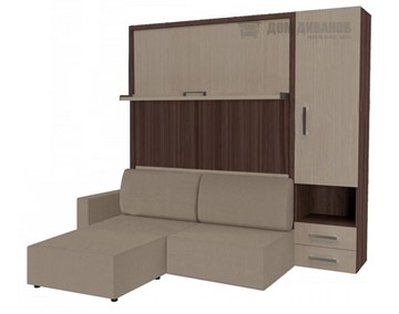 Шкаф-кровать Кровать-трансформер Smart (КД 1400+ШП+Пуф), шкаф правый, левый подлокотник в Стерлитамаке