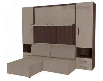 Подъемная кровать Кровать-трансформер Smart (ШЛ+КД 1600+ШП+Пуф), 2 шкафа, без подлокотников в Салавате