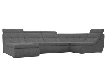 Модульный П-образный диван Холидей люкс, Серый (рогожка) в Стерлитамаке