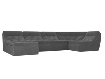 Большой модульный диван Холидей, Серый (велюр) в Стерлитамаке
