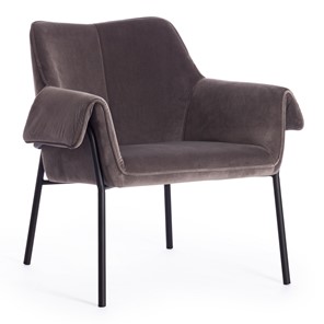 Кресло BESS (mod. 0179471) металл/вельвет, 70х71х75 см, серо-коричневый S108 (84 Brown)/черный в Стерлитамаке