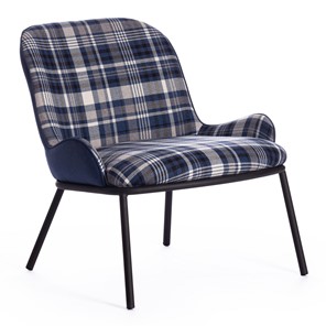 Кресло DUKEN (mod. 0179322) металл/ткань, 79х59х66 см, синий/синяя шотландка/черный в Стерлитамаке