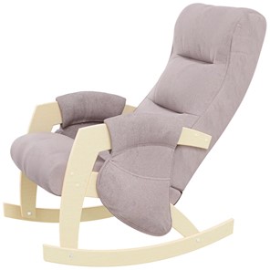 Кресло-качалка ЭЛИТ с карманами Джанни (каркас дуб, сиденье серо-розовое) в Уфе