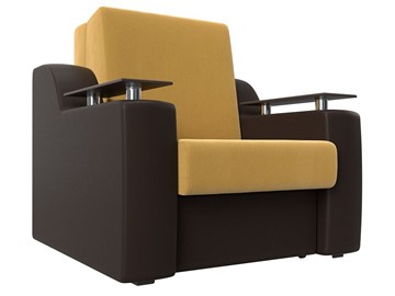 Раскладное кресло Сенатор 80, Желтый\коричневый (Микровельвет\Экокожа) в Стерлитамаке