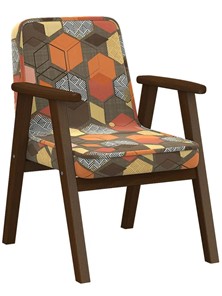 Кресло Ретро ткань геометрия коричневый, каркас орех в Уфе