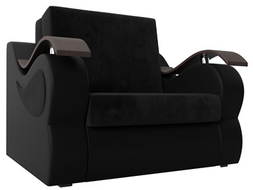 Кресло-кровать Меркурий (60), Черный\Черный (Велюр\Экокожа) в Уфе