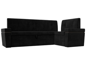 Раскладной кухонный диван Деметра угловой, Черный (Велюр) в Стерлитамаке