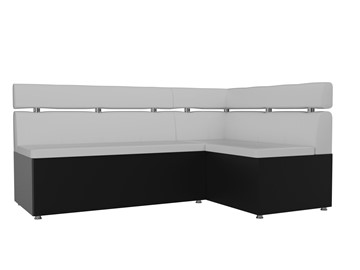 Прямой кухонный диван Классик угловой, Белый/Черный (экокожа) в Стерлитамаке