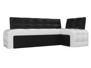 Кухонный диван Люксор угловой, Белый/Черный (экокожа) в Стерлитамаке