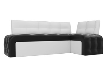 Кухонный диван Люксор угловой, Черный/Белый (экокожа) в Стерлитамаке