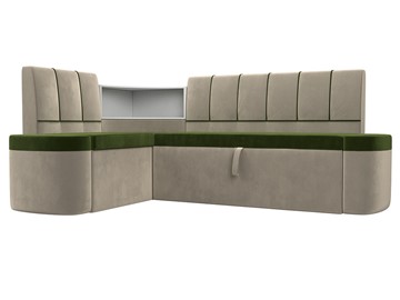 Раскладной кухонный диван Тефида, Зеленый\Бежевый (Микровельвет) в Уфе