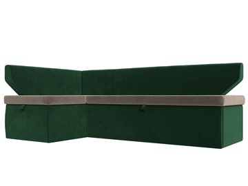 Кухонный угловой диван Омура, Коричневый\Зеленый (Велюр) в Стерлитамаке