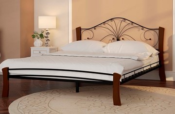 Кровать 2-х спальная Фортуна 4 Лайт, 1600, черный/махагон в Салавате