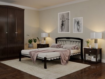 Кровать двуспальная Муза 4 Лайт, 1600, черный/шоколад в Уфе
