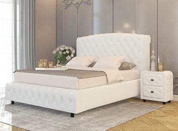 Двуспальная кровать Salvatore Grand 200x200, Экокожа (Белый) в Салавате