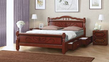 Кровать с выкатными ящиками Карина-5 (Орех) 140х200 в Уфе