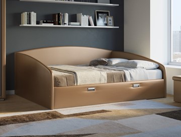 Двуспальная кровать Bono 160х200, Экокожа (Бронзовый перламутр) в Стерлитамаке