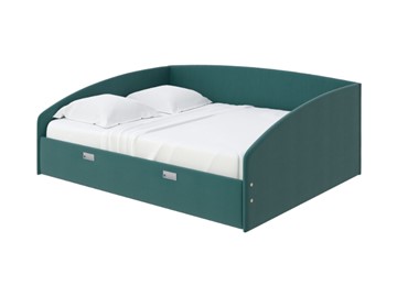 Кровать 2-спальная Bono 160х200, Велюр (Forest 560 Морская волна) в Стерлитамаке