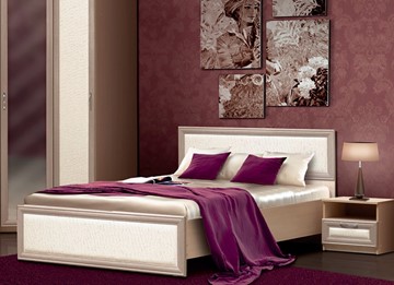 Кровать в спальню Камелия, 1600, шимо светлый/белый кожзам в Стерлитамаке