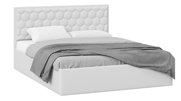 Кровать 2-спальная с подъемным механизмом Порто (Экокожа белая Polo) без заглушины в Стерлитамаке