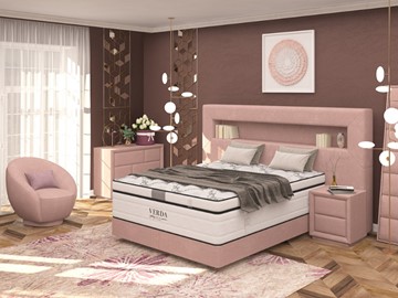 Кровать в спальню Smart/Podium M 160х200, Флок (Велсофт Винтажный розовый) в Уфе