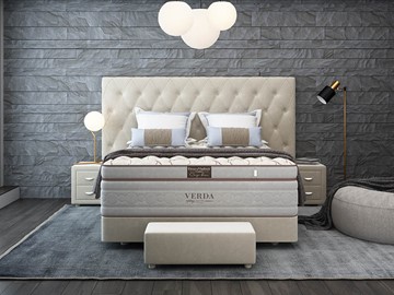 Кровать спальная Luxe/Podium M 160х200, Флок (Велсофт Бежевый) в Уфе